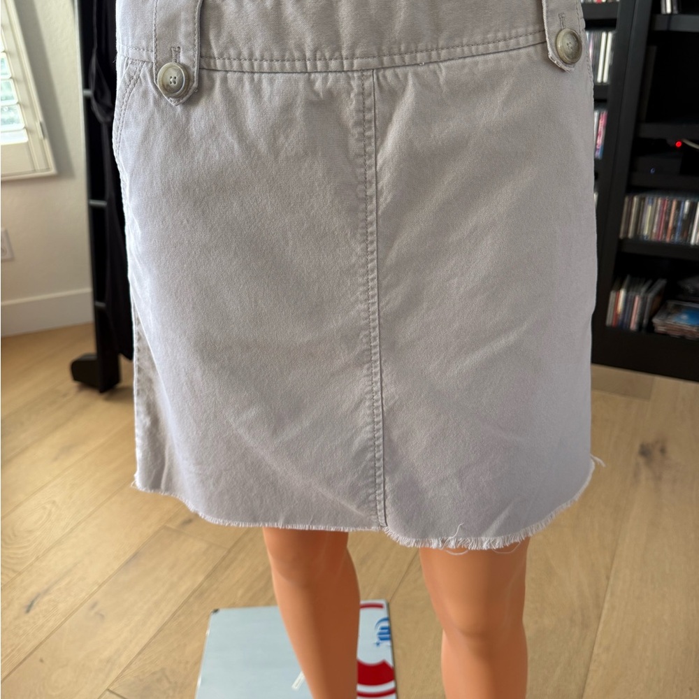 Ann Taylor Light Gray khaki Mini Skirt with Frayed Hem Detail